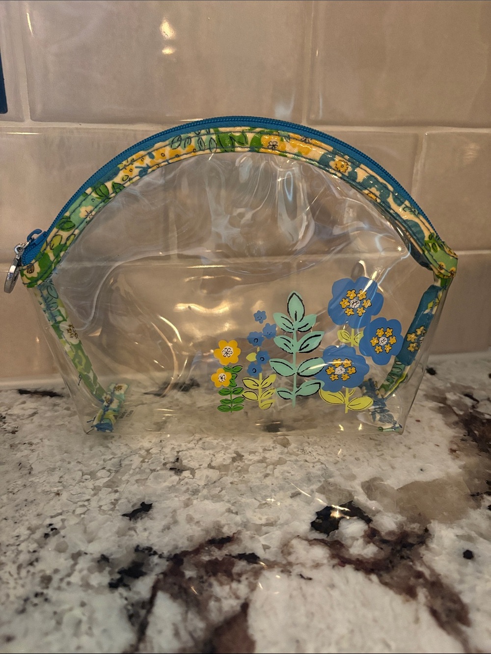 Vera Bradley English Meadow Transparent Travel Pouch Clear Cosmetic Bag Retired
